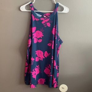 Torrid, size 2loose tank. Navy with pink flowers